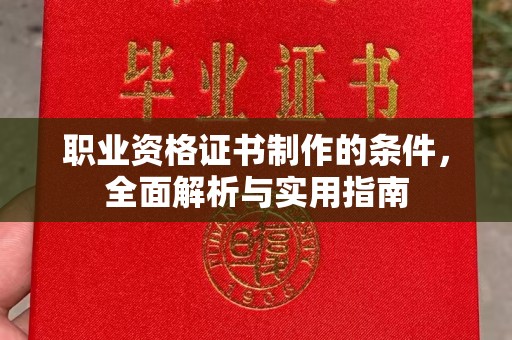 恩平职业资格证书制作的条件，全面解析与实用指南